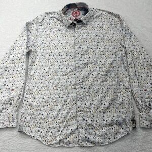 Au Noir Flip Cuff Long Sleeve White Dot Design Dress Shirt Size XL (5) Geometric